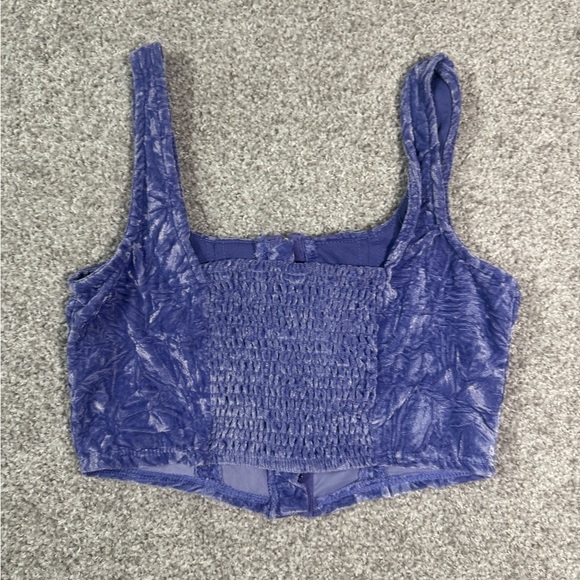 Women’s Like new! periwinkle Wild Fable Crushed Velvet Corset Crop Top – XS - Picture 3 of 4